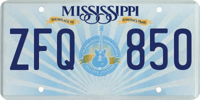 MS license plate ZFQ850