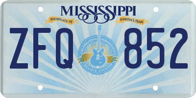 MS license plate ZFQ852