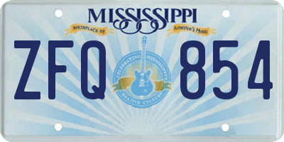 MS license plate ZFQ854