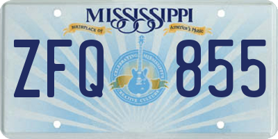 MS license plate ZFQ855