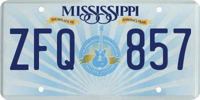 MS license plate ZFQ857