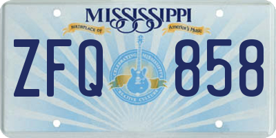MS license plate ZFQ858