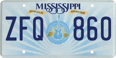 MS license plate ZFQ860