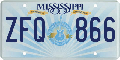 MS license plate ZFQ866