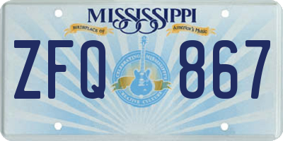 MS license plate ZFQ867
