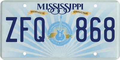 MS license plate ZFQ868