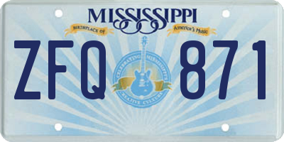 MS license plate ZFQ871