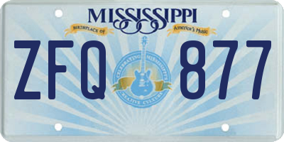 MS license plate ZFQ877