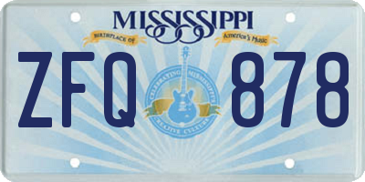 MS license plate ZFQ878