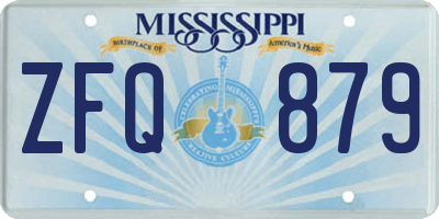 MS license plate ZFQ879