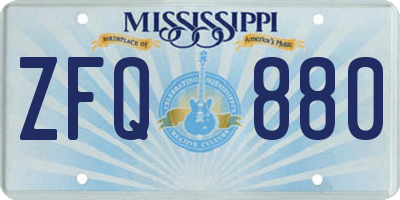 MS license plate ZFQ880