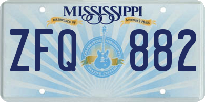 MS license plate ZFQ882