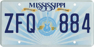 MS license plate ZFQ884