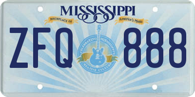 MS license plate ZFQ888