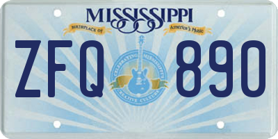 MS license plate ZFQ890
