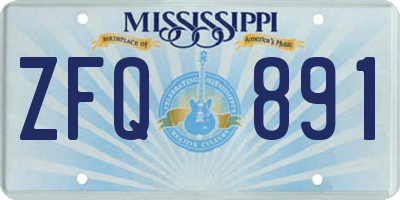 MS license plate ZFQ891