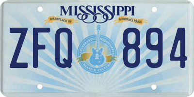 MS license plate ZFQ894