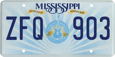 MS license plate ZFQ903