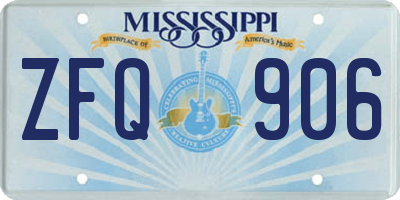 MS license plate ZFQ906