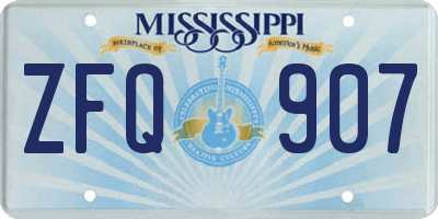 MS license plate ZFQ907
