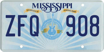 MS license plate ZFQ908