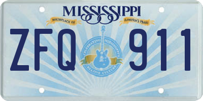 MS license plate ZFQ911