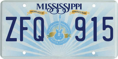 MS license plate ZFQ915