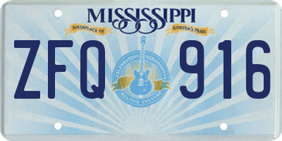 MS license plate ZFQ916