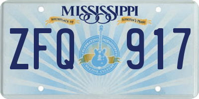 MS license plate ZFQ917