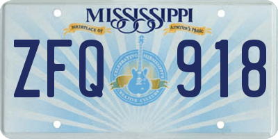 MS license plate ZFQ918
