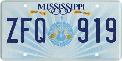 MS license plate ZFQ919