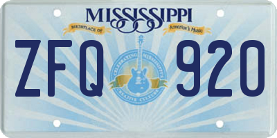 MS license plate ZFQ920