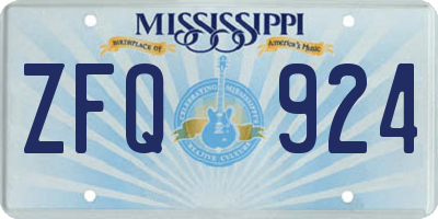 MS license plate ZFQ924