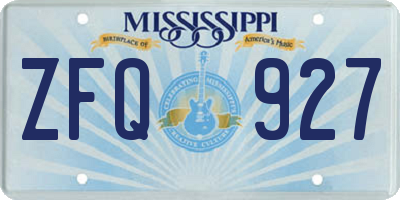 MS license plate ZFQ927