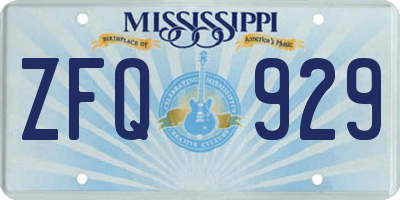 MS license plate ZFQ929