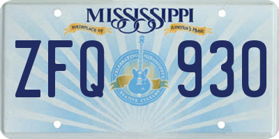MS license plate ZFQ930