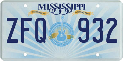 MS license plate ZFQ932