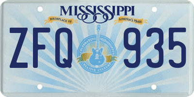 MS license plate ZFQ935