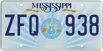 MS license plate ZFQ938