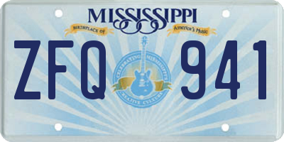 MS license plate ZFQ941