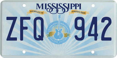 MS license plate ZFQ942
