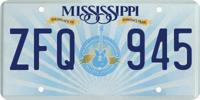 MS license plate ZFQ945