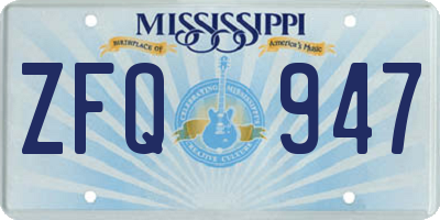 MS license plate ZFQ947