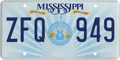 MS license plate ZFQ949