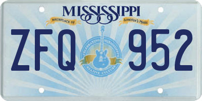 MS license plate ZFQ952