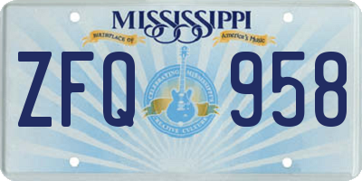 MS license plate ZFQ958