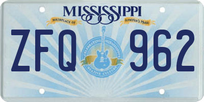 MS license plate ZFQ962