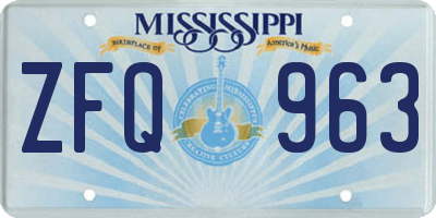 MS license plate ZFQ963