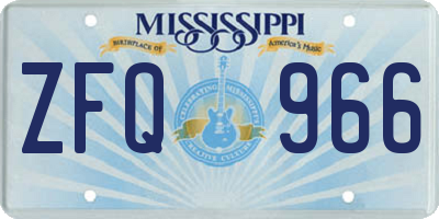 MS license plate ZFQ966