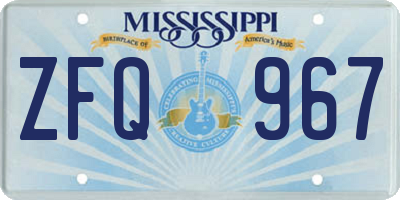 MS license plate ZFQ967